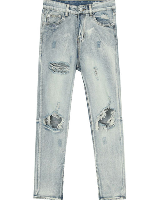 Load image into Gallery viewer, Pocketed Distressed Jeans with Side Zip
