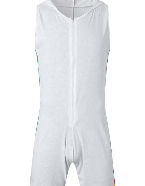 Load image into Gallery viewer, Men's Full Size Contrast Zip Front Sleeveless Active Romper Plus Size
