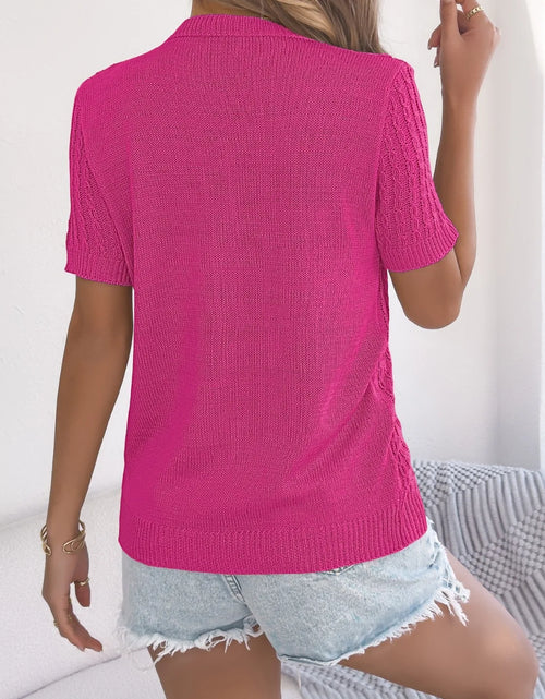 Load image into Gallery viewer, Cable Knit Button Down Short Sleeve Cardigan
