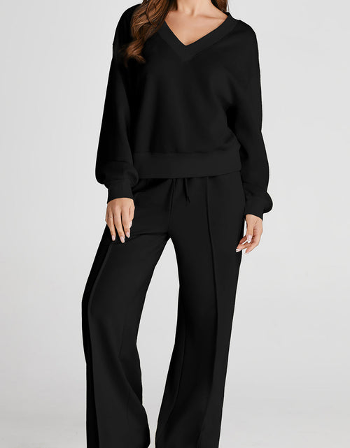 Load image into Gallery viewer, V-Neck Long Sleeve Top and Pants Active Set
