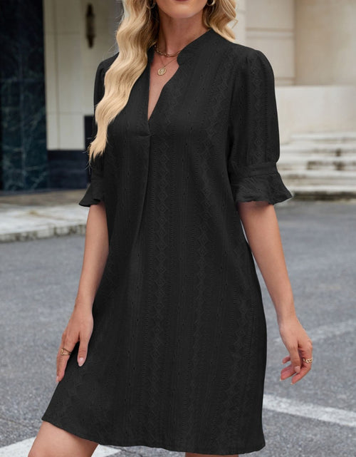 Load image into Gallery viewer, Eyelet Flounce Sleeve Mini Dress
