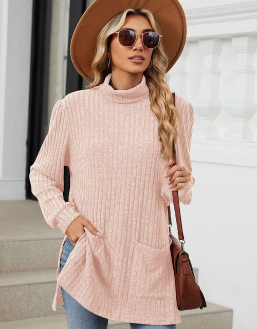 Load image into Gallery viewer, Slit Mock Neck Long Sleeve T-Shirt
