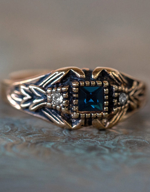 Load image into Gallery viewer, Vintage 1980's Ring Austrian Crystal 18k Antique YellwoWhite Gold Electroplated Made in the USA by PVD Vintage Jewelry
