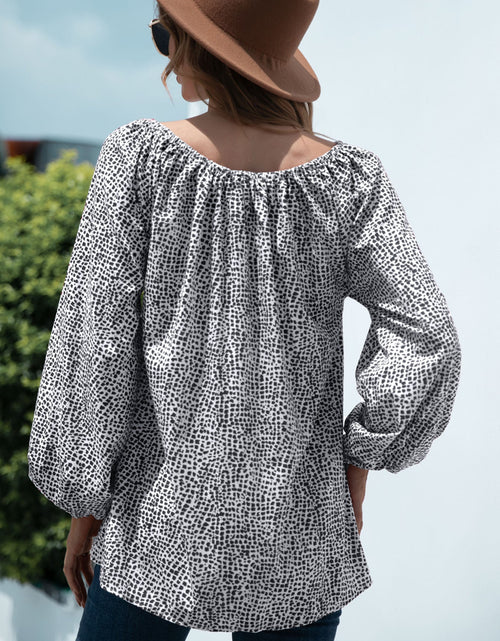 Load image into Gallery viewer, Printed Tie-Neck Balloon Sleeve Blouse
