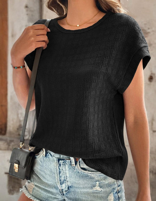 Load image into Gallery viewer, Textured Round Neck Short Sleeve Top
