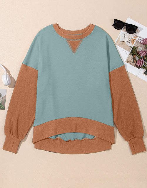 Load image into Gallery viewer, Contrast Round Neck Long Sleeve Sweatshirt
