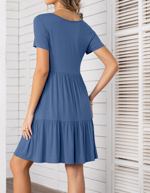Load image into Gallery viewer, Round Neck Short Sleeve Mini Tee Dress
