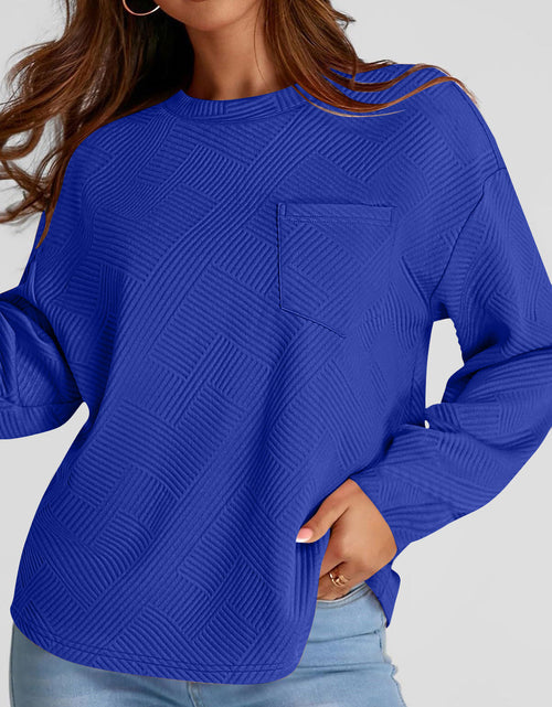 Load image into Gallery viewer, Full Size Texture Round Neck Long Sleeve Sweatshirt
