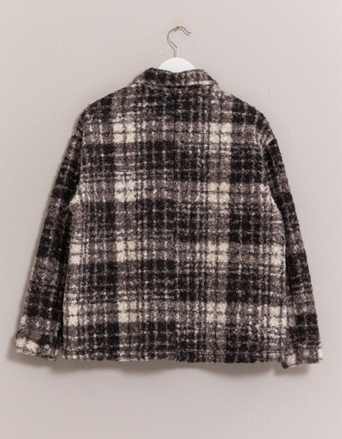 Load image into Gallery viewer, HYFVE Plaid Button Up Boucle Jacket
