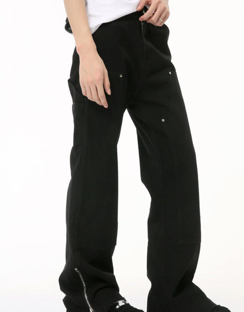Load image into Gallery viewer, Men's Raw Hem Bootcut Jeans with Zip-Up Sides
