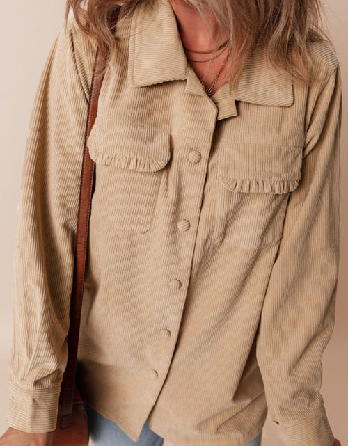Load image into Gallery viewer, Frill Button Up Long Sleeve Shacket
