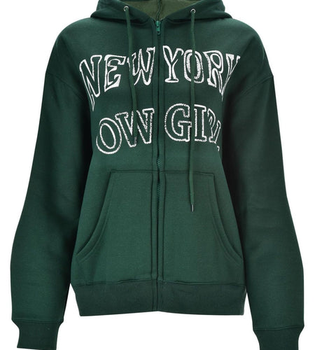Letter Graphic Zip Up Long Sleeve Hooded Jacket