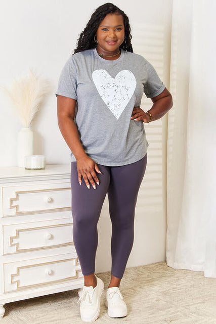 Load image into Gallery viewer, Simply Love Heart Graphic Cuffed Short Sleeve T-Shirt
