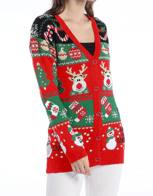 Load image into Gallery viewer, Reindeer Button Up Long Sleeve Cardigan
