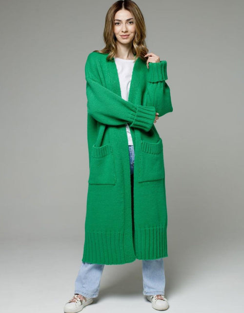 Load image into Gallery viewer, Pocketed Open Front Dropped Shoulder Cardigan
