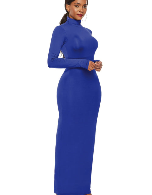Load image into Gallery viewer, Mock Neck Long Sleeve Maxi Slim Dress
