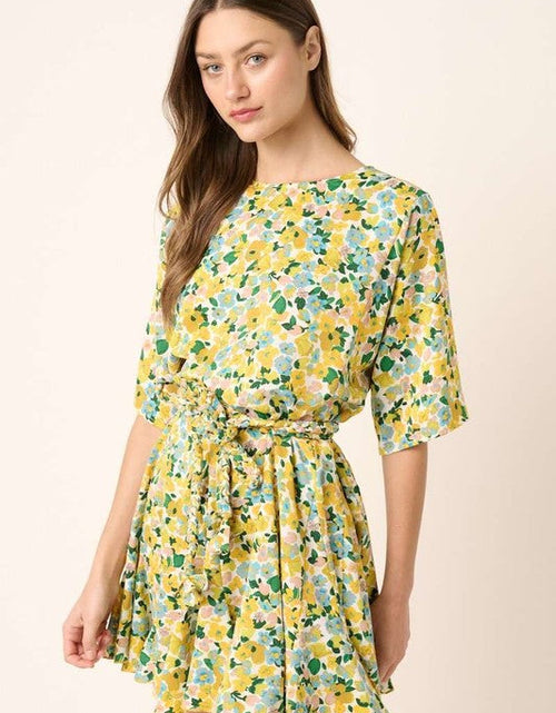 Load image into Gallery viewer, Mittoshop Floral Tie Waist Half Sleeve Mini Dress
