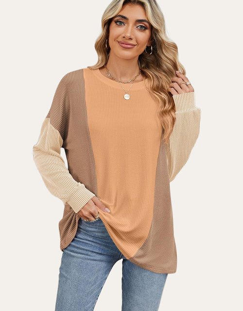 Load image into Gallery viewer, Double Take Texture Contrast Round Neck Long Sleeve T-Shirt
