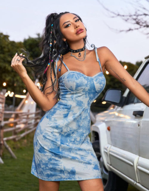 Load image into Gallery viewer, Tied Tie-Dye Sleeveless Mini Cami Dress
