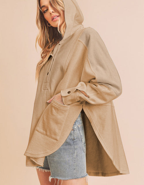 Load image into Gallery viewer, Aemi + Co Slit Half Snap Oversize Hoodie
