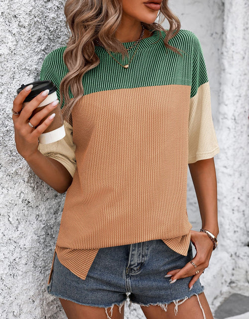Load image into Gallery viewer, Mandy Color Block Round Neck Half Sleeve T-Shirt
