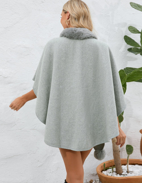 Load image into Gallery viewer, Fuzzy Trim Open Front Poncho
