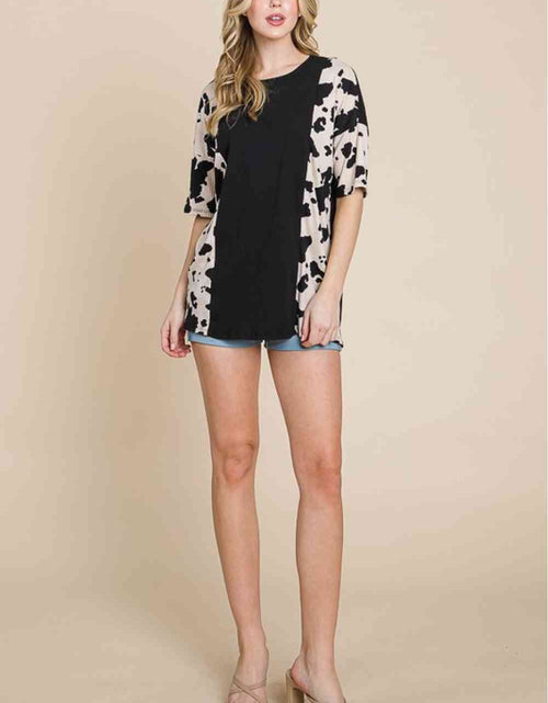Load image into Gallery viewer, BOMBOM Rodeo Love Ribbed Animal Contrast Tee
