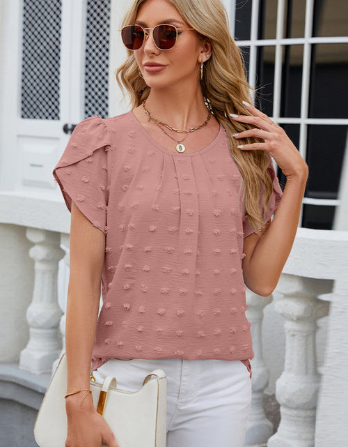 Load image into Gallery viewer, Swiss Dot Round Neck Short Sleeve T-Shirt
