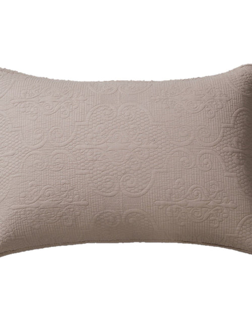 Load image into Gallery viewer, DaDa Bedding Taupe Beige Sand Dollar Floral Quilted Cotton Pillow Sham - 1-Piece  (JHW585) by DaDa Bedding Collection
