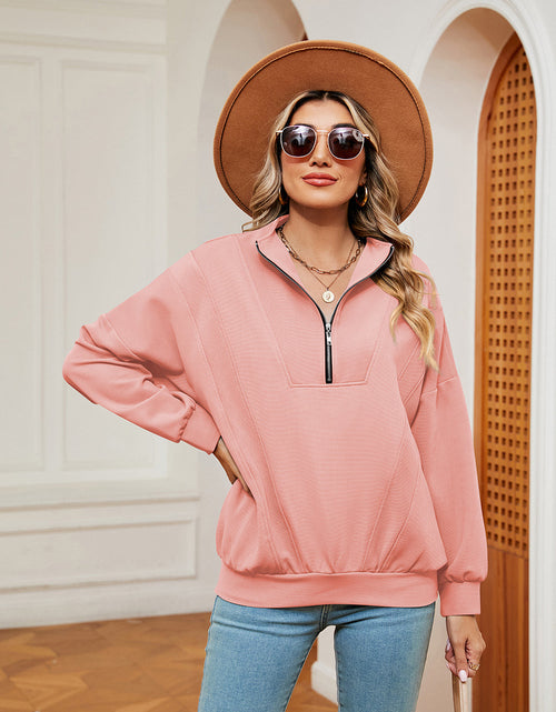 Load image into Gallery viewer, Half-Zip Dropped Shoulder Sweatshirt
