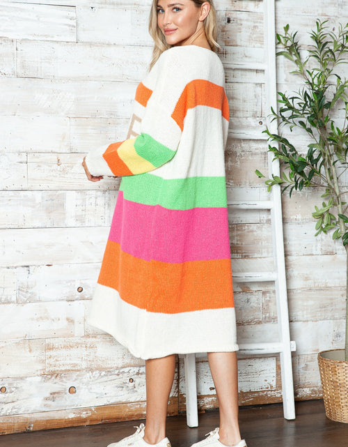 Load image into Gallery viewer, Color Block V-Neck Long Sleeve Sweater Dress
