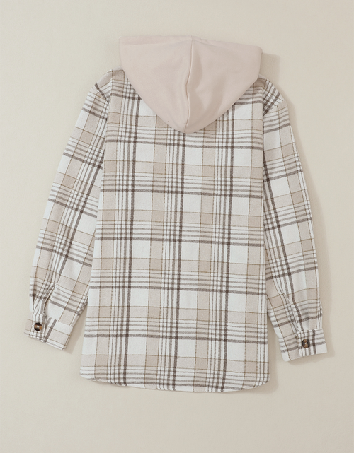 Load image into Gallery viewer, Plaid Removable Hood Button Up Shacket
