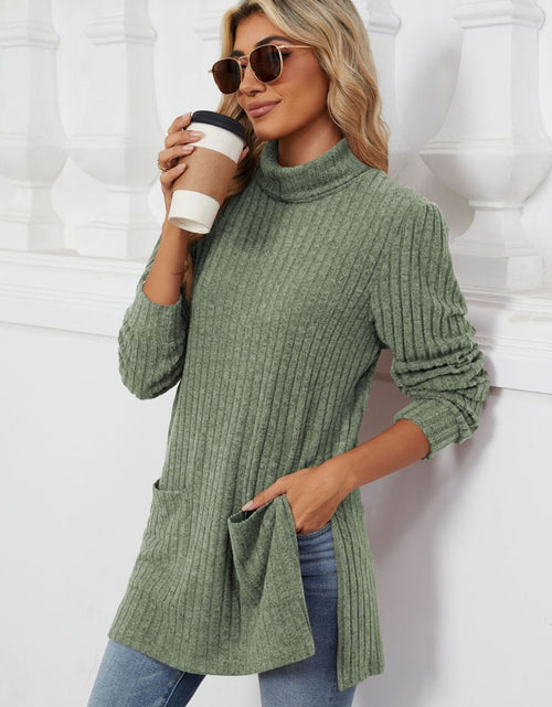 Load image into Gallery viewer, Slit Mock Neck Long Sleeve T-Shirt
