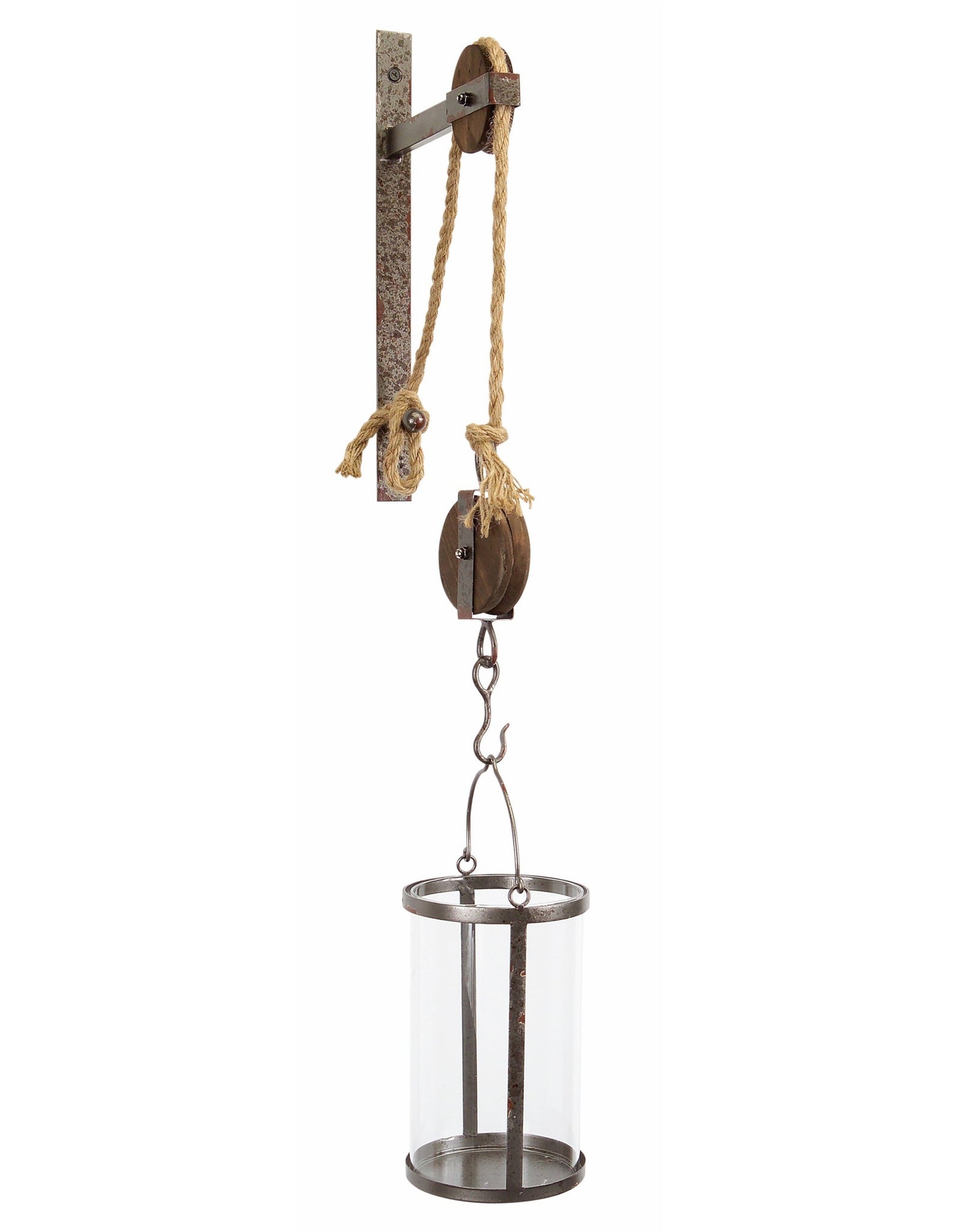 Industrial Pulley Mounted Canister Candleholder