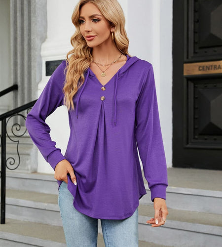 Long Sleeve Hooded Blouse