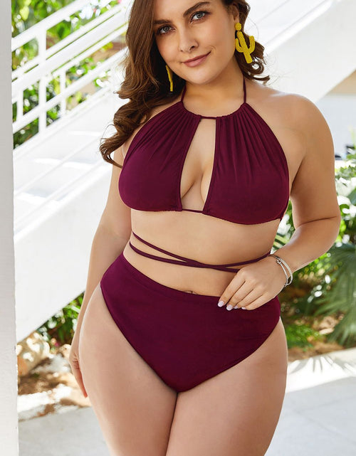 Load image into Gallery viewer, Plus Size Cutout Tied Backless Bikini Set
