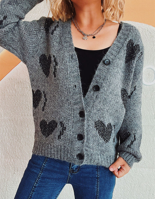Load image into Gallery viewer, Heart Button Up Long Sleeve Cardigan
