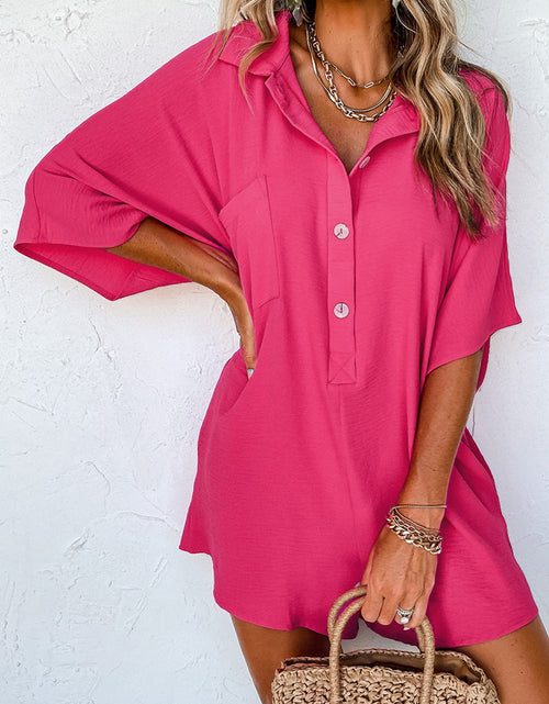 Load image into Gallery viewer, Half Button Collared Neck Romper
