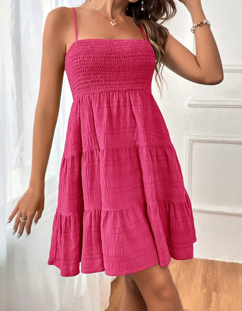 Load image into Gallery viewer, Smocked Tiered Sleeveless Mini Dress

