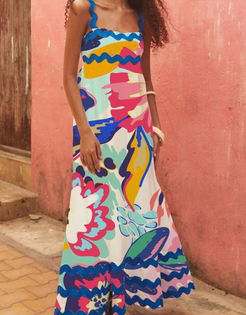 Load image into Gallery viewer, Printed Square Neck Wide Strap Dress
