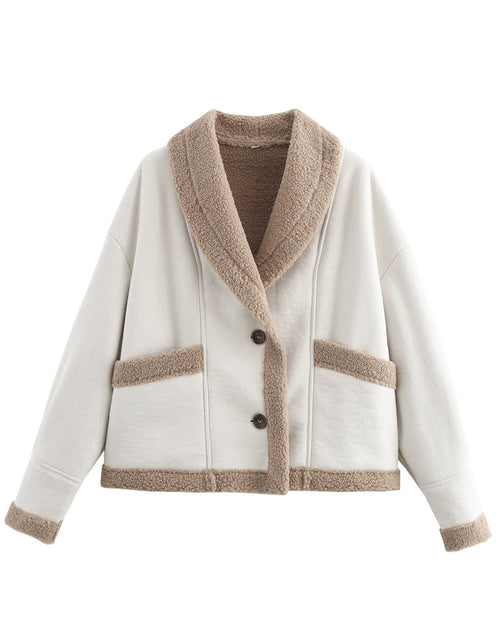 Load image into Gallery viewer, Fuzzy Collared Neck Long Sleeve Jacket
