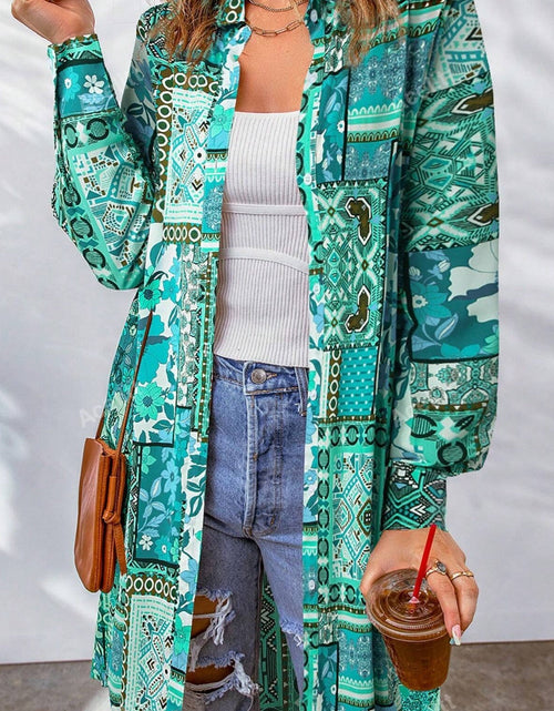 Load image into Gallery viewer, Printed Button Up Long Sleeve Cardigan
