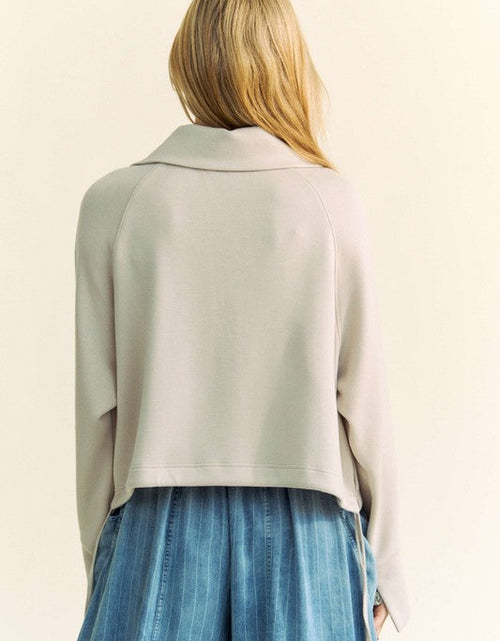 Load image into Gallery viewer, Davi &amp; Dani Drawstring Hem Half Zip Raglan Sleeve Sweatshirt
