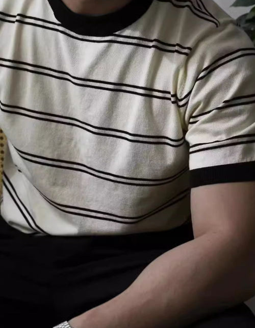 Load image into Gallery viewer, Men's Plus Size Round Neck Striped T-Shirt
