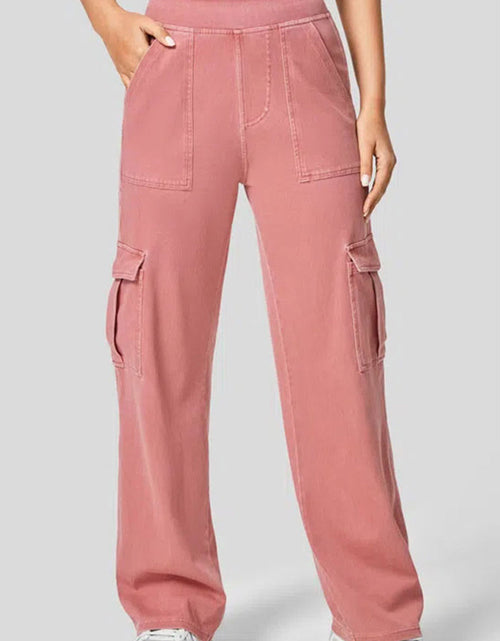 Load image into Gallery viewer, High Waist Straight Leg Cargo Jeans
