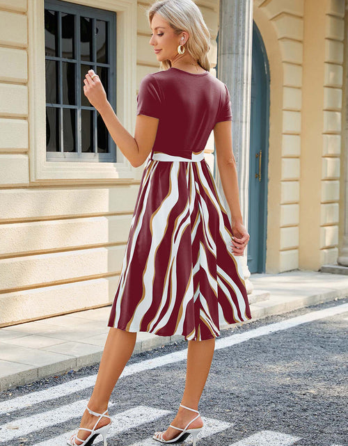 Load image into Gallery viewer, Printed Tie Waist Short Sleeve Dress
