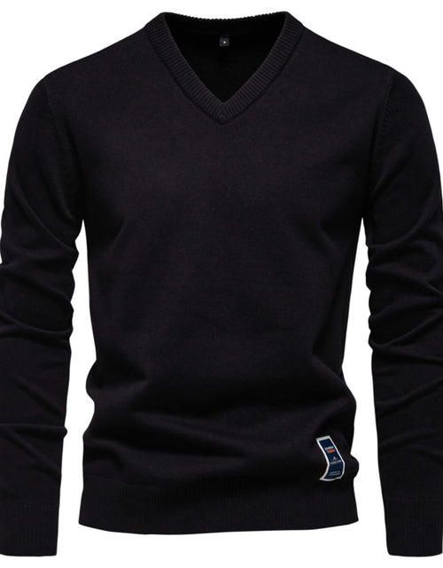 Load image into Gallery viewer, Men's Ribbed Hem V-Neck Long Sleeve Sweater
