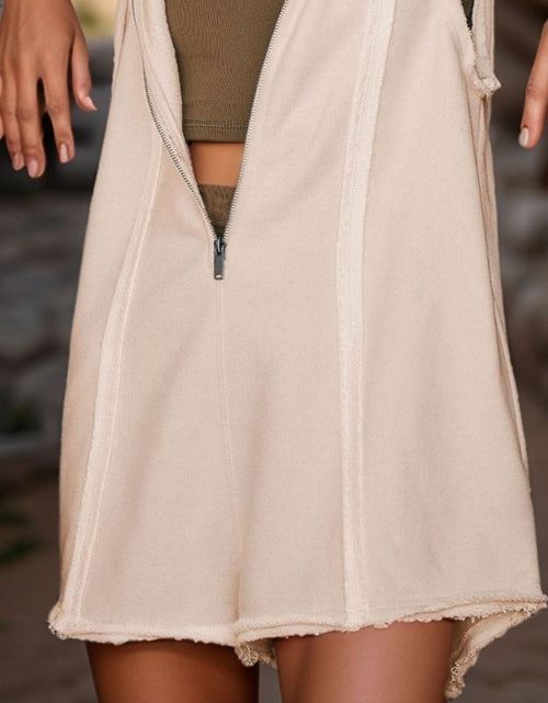 Load image into Gallery viewer, Half Zipped Hooded Sleeveless Romper
