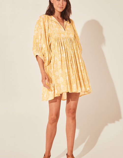 Load image into Gallery viewer, Floral Tie Neck Lantern Sleeve Dress
