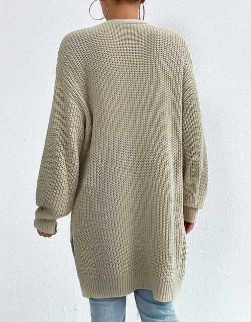 Load image into Gallery viewer, Open Front Dropped Shoulder Slit Cardigan
